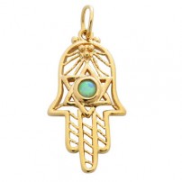 Gold Filled Opal Filigree Hamsa Pendant